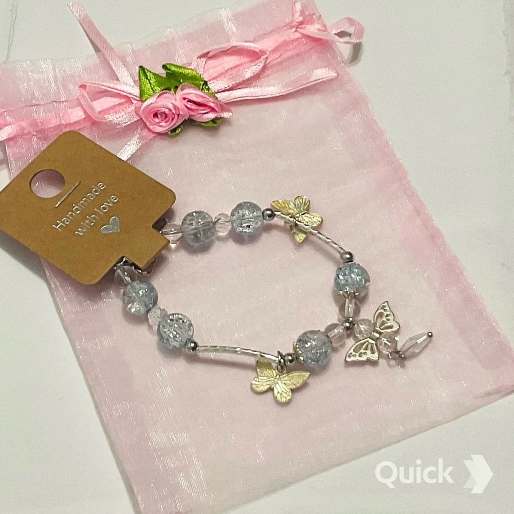Handcrafted Glass Bead Butterfly Bracelet
